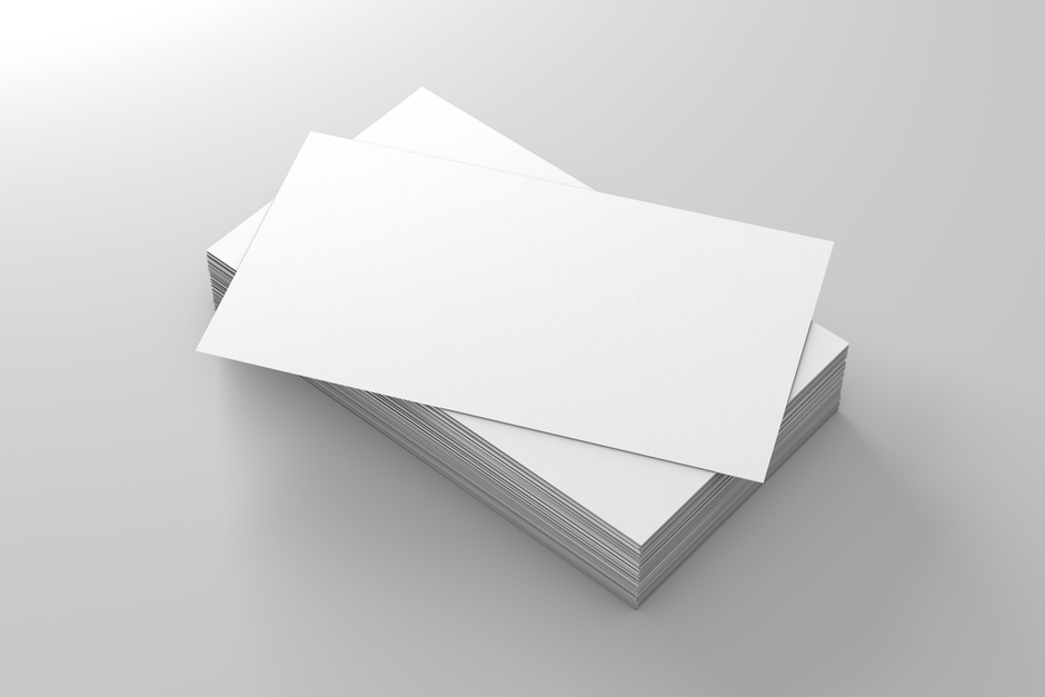 A business card showing a minimal logotype in print.