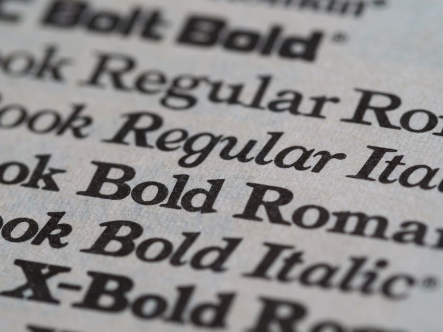 A comparison chart of a typeface at several weights.