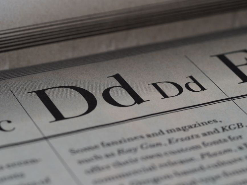 Close-up of a type specimen page